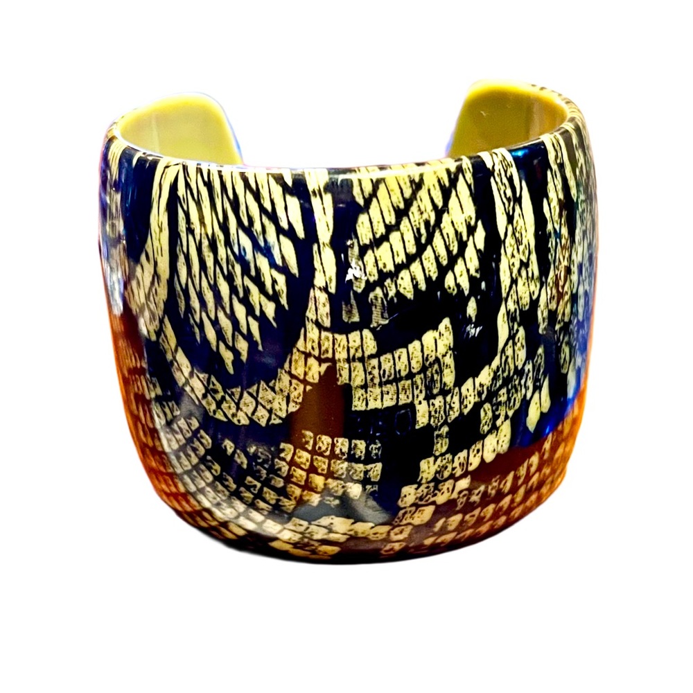 Retro Green & Black Snakeskin Acrylic Cuff